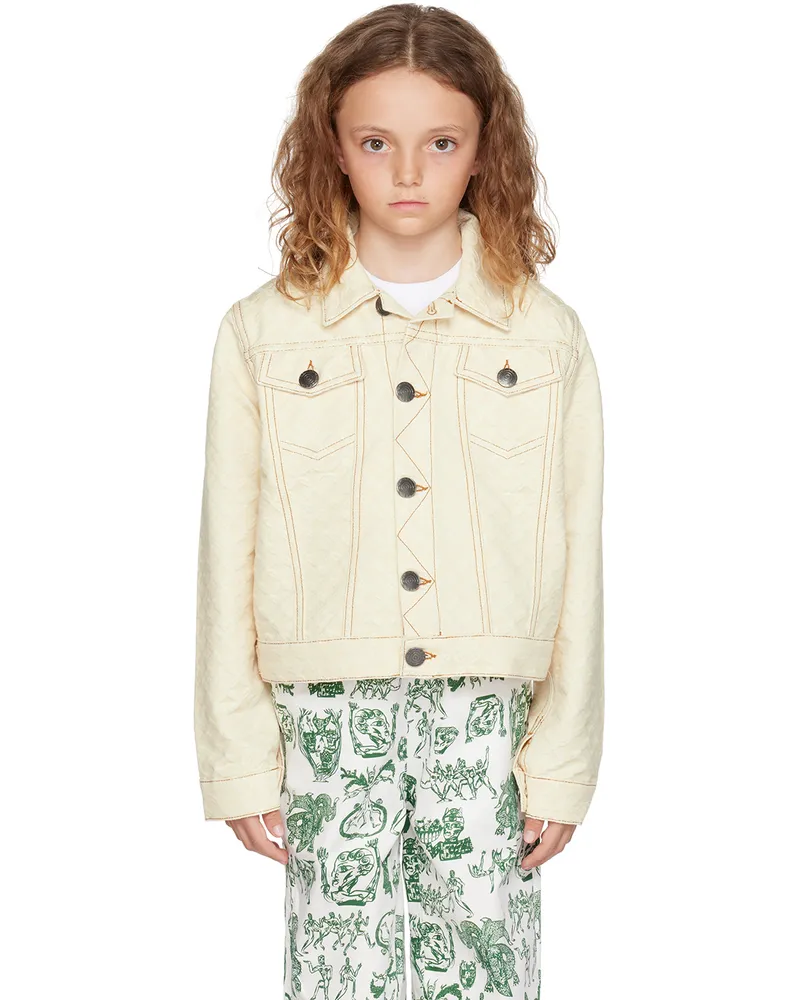 Charles Jeffrey Loverboy SSENSE Exclusive Kids Beige Denim Jacket Ecru