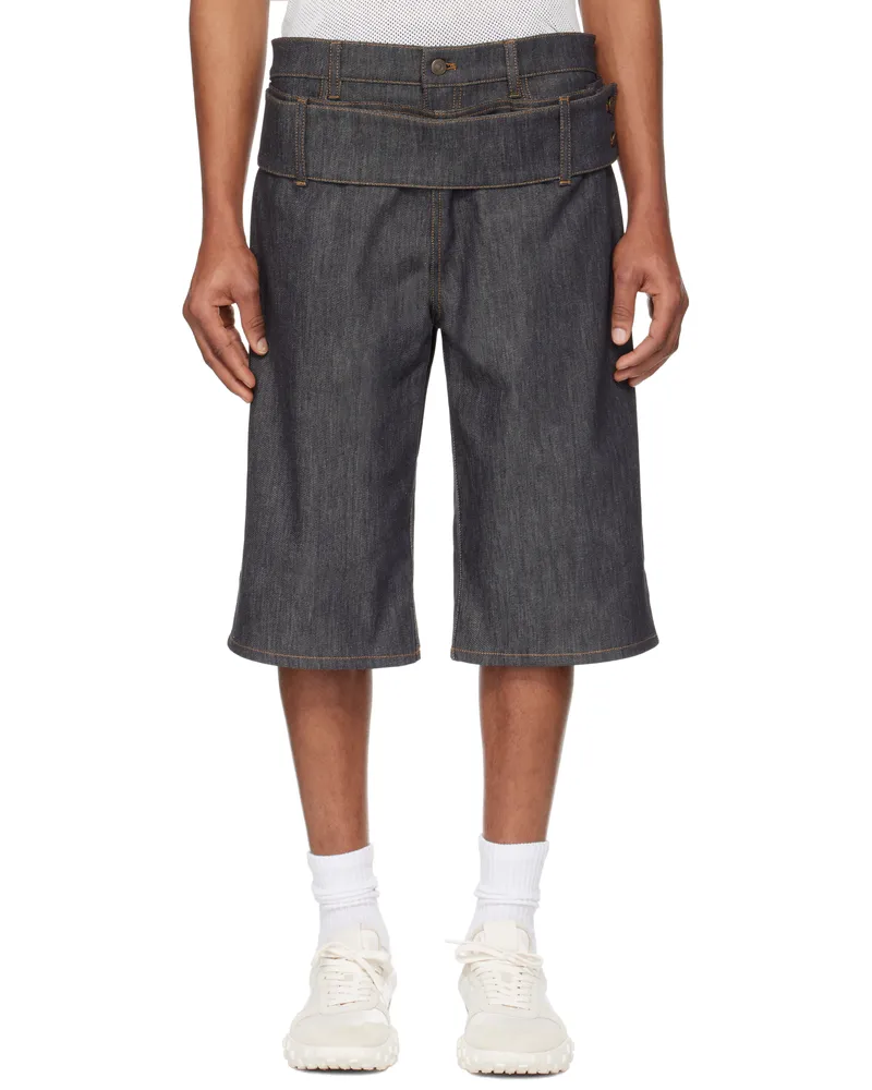 Courrèges Gray Double Belted Denim Shorts 9011