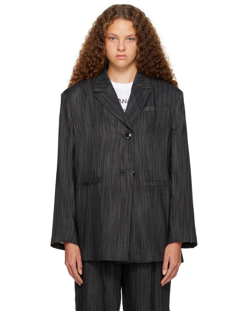 Ganni Black Striped Blazer 099