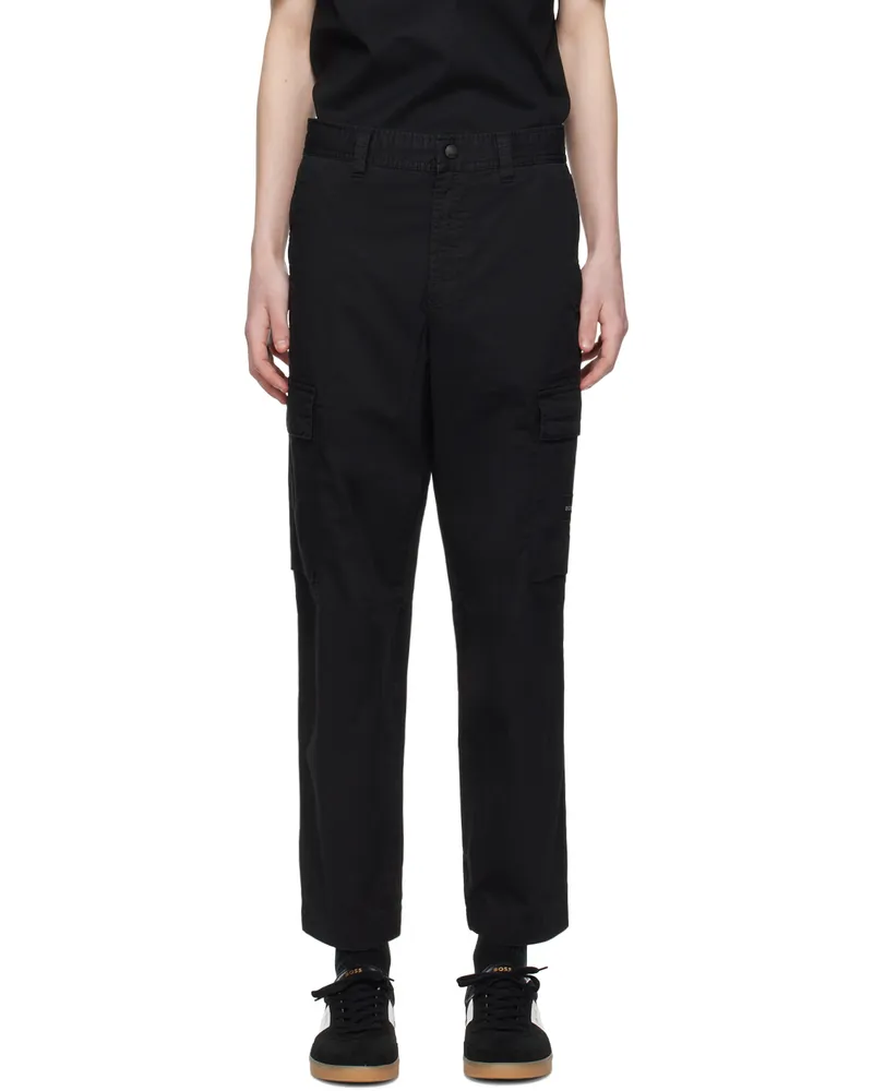 HUGO BOSS Black Drawstring Cargo Pants 001-black