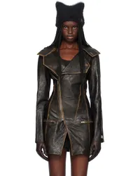 Charlotte Knowles Brown SLK Leather Coat Brown