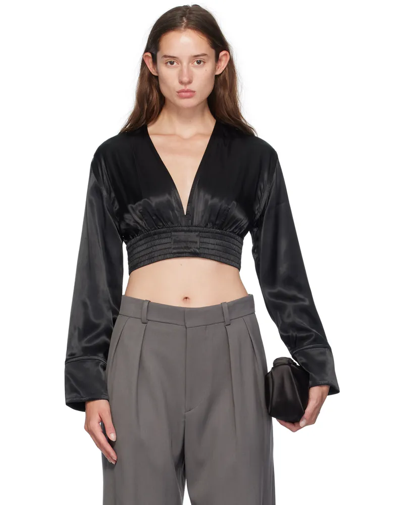 Alexander Wang Black Cropped Blouse Black