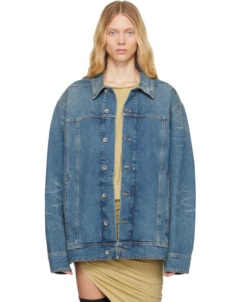 DRKSHDW by Rick Owens Blue Hollywood Jumbo Worker Denim Jacket 06