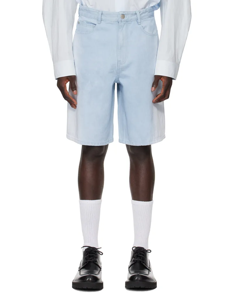 SOLID HOMME Blue Washed Denim Shorts 319l