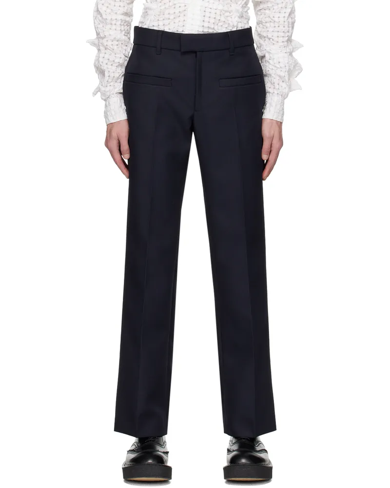 Courrèges Navy Creased Trousers Navy