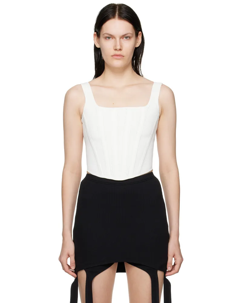 Dion Lee White Pointelle Corset Tank Top Ivory