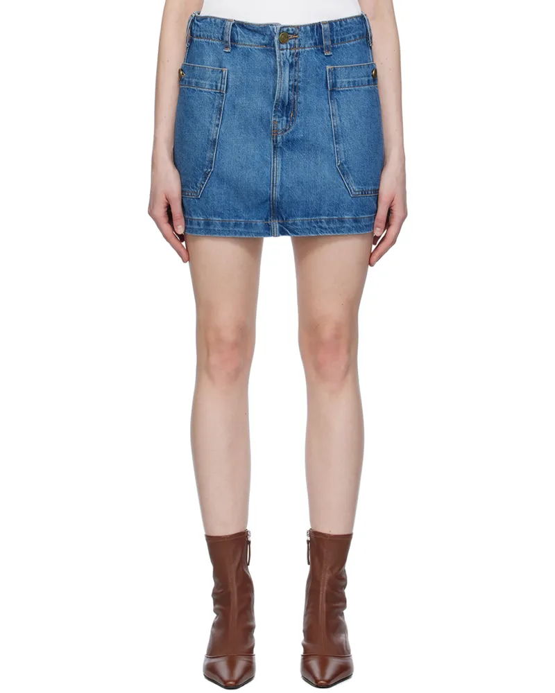 Frame Denim Blue Cargo Denim Miniskirt Morey