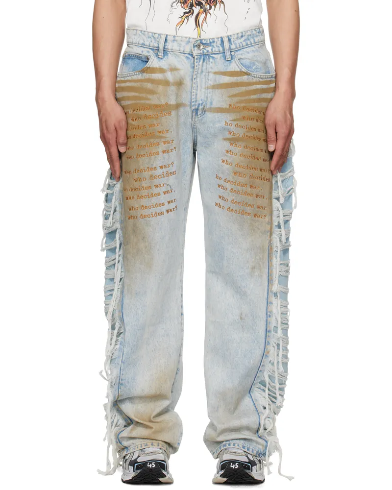 WHO DECIDES WAR Blue Mechanic Ultra Flare Denim Jeans Denim