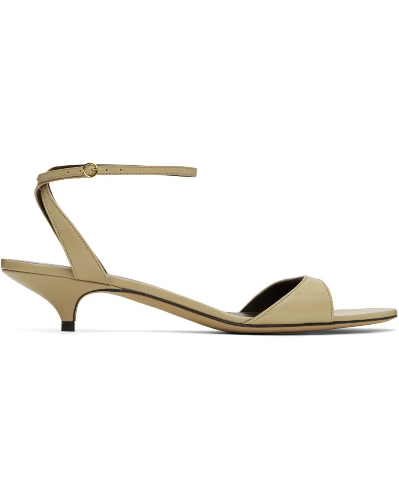 The Row Gray Vika Ankle Strap Kitten Heeled Sandals Irg