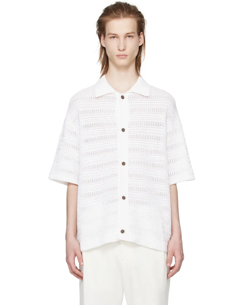 SOLID HOMME White Short Sleeve Cardigan 615w