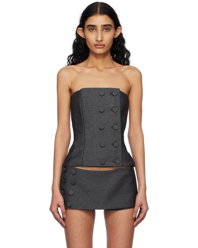 Fancì Club Gray Starling Button Corset Top Grey