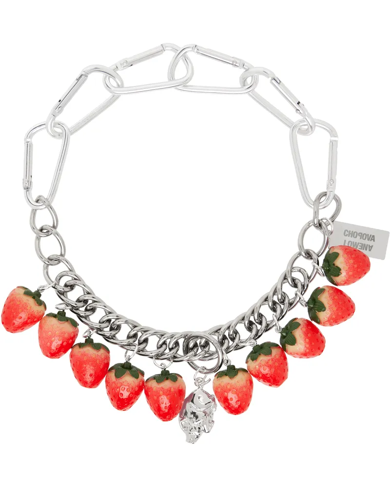 CHOPOVA LOWENA Silver Strawberry Piggy Necklace Multi
