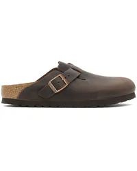 Birkenstock Brown Narrow Boston Oiled Leather Clogs Habana