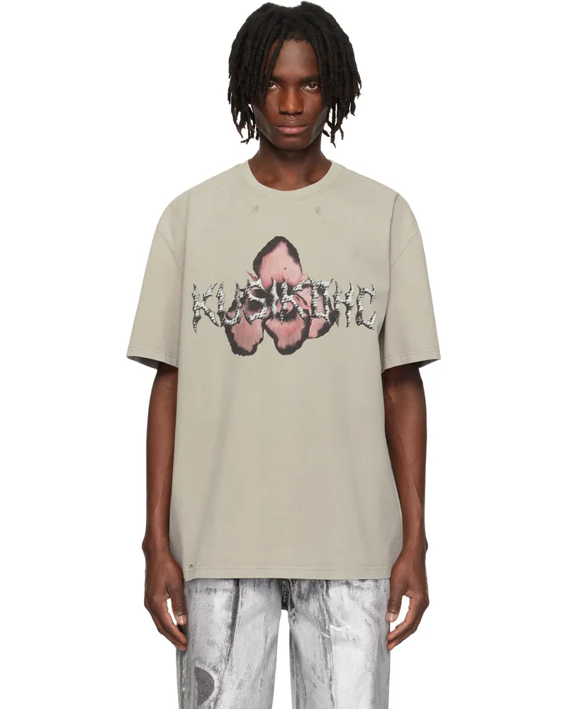 KUSIKOHC Gray Logo Printed T-shirt White