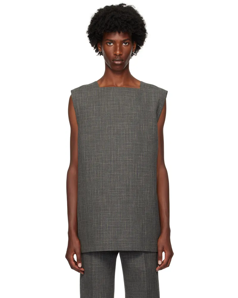 Jil Sander Gray Square Neck Tank Top 36