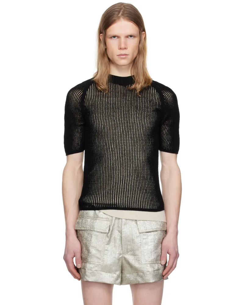 Dries van Noten Black Open-Knit Sweater 900