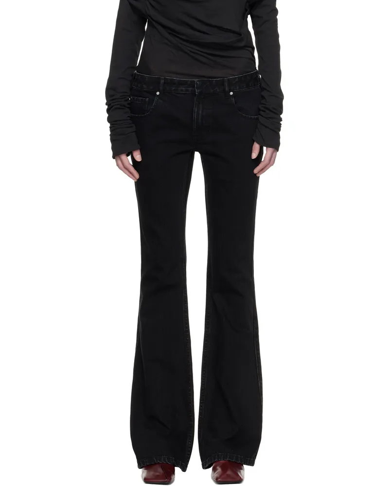 Entire Studios Black Slim-Flared Jeans Magnetite