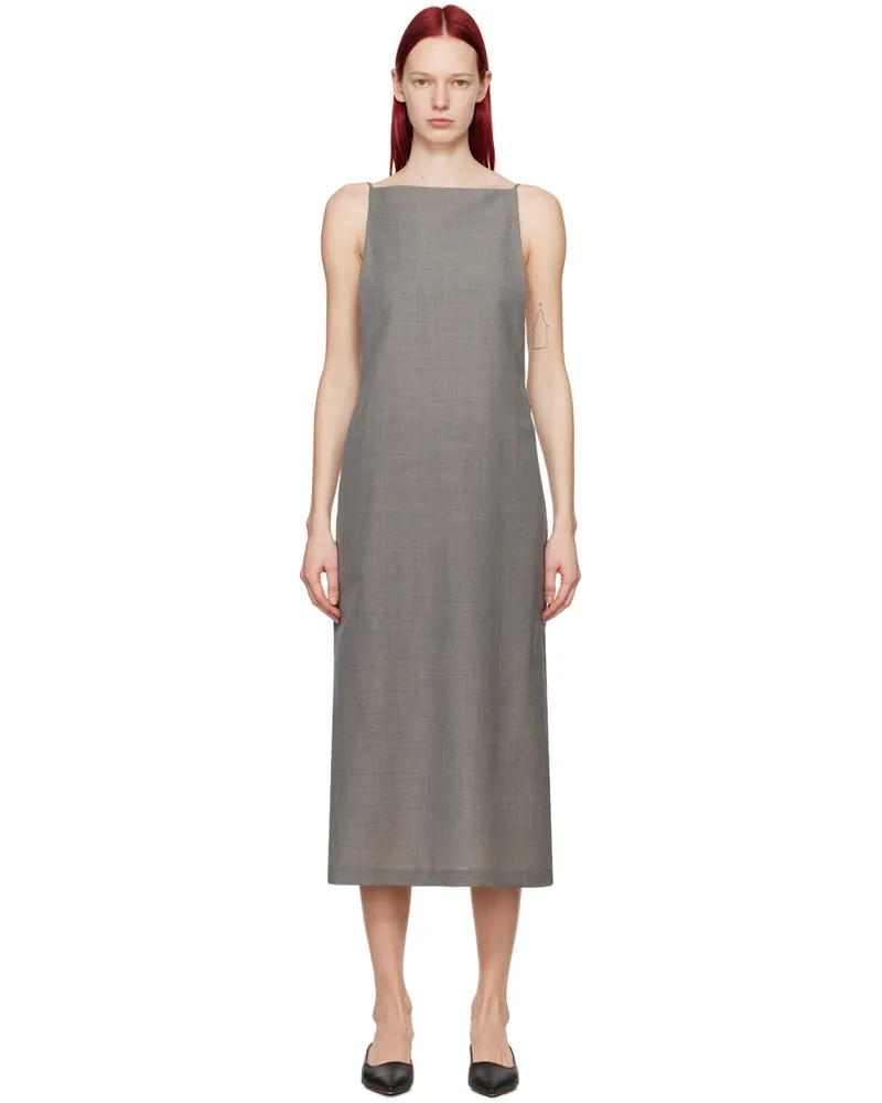 AURALEE Gray Low Back Maxi Dress Gray
