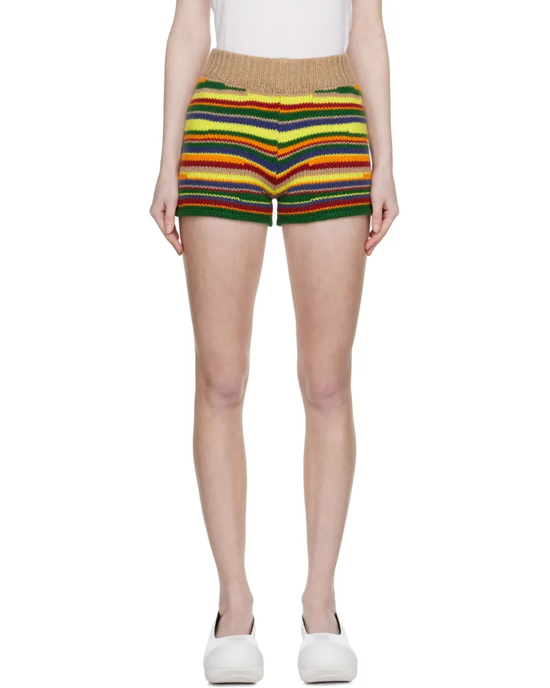 The Elder Statesman Multicolor Horizon Loom Shorts Rust