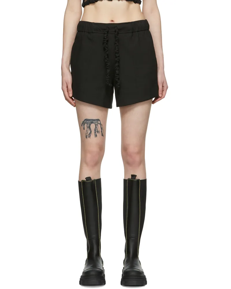 Ganni Black Organic Cotton Shorts 099