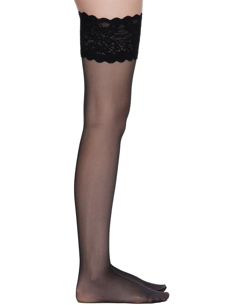 Wolford Black Satin Touch 20 Stay-Up Socks 7005