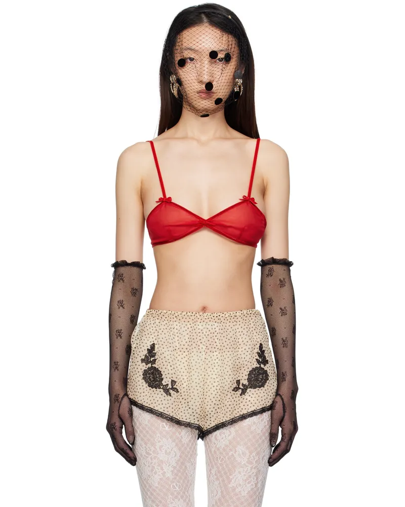 Valentino Garavani Red Silk Chiffon Bra R9m