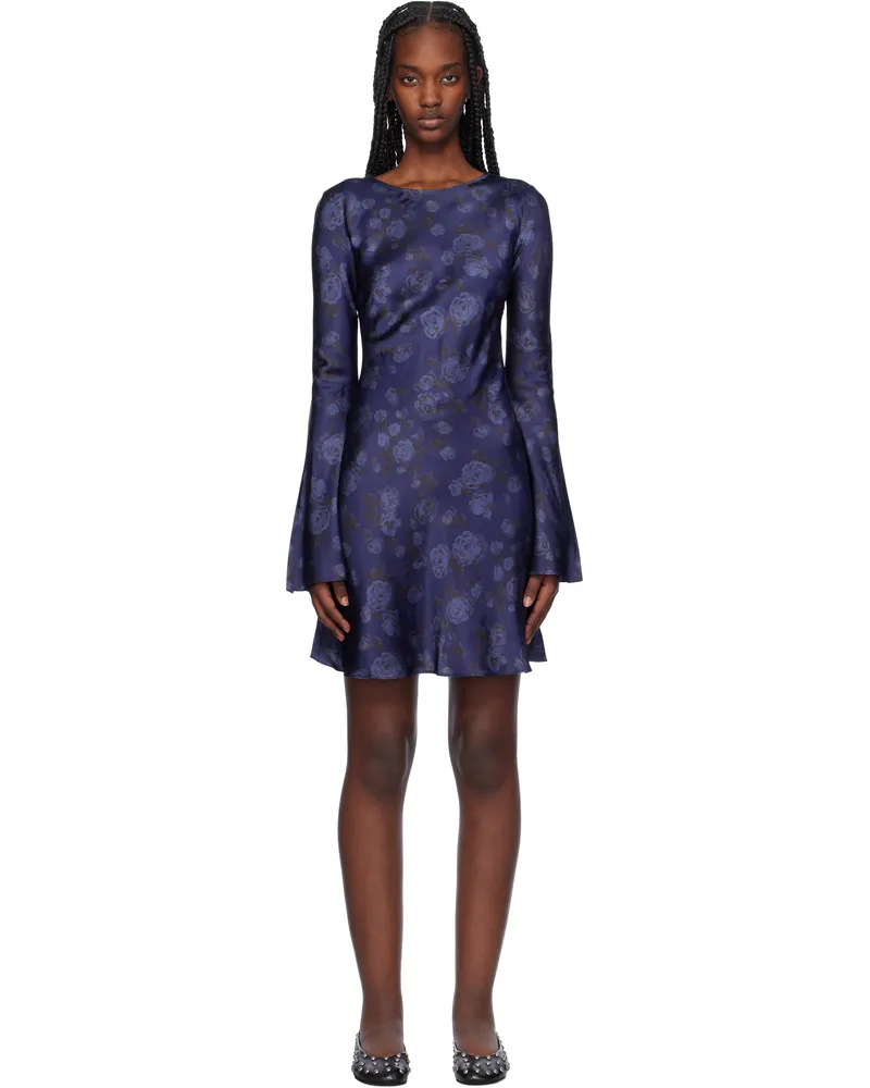 Ganni Navy Floral Printed Minidress 268