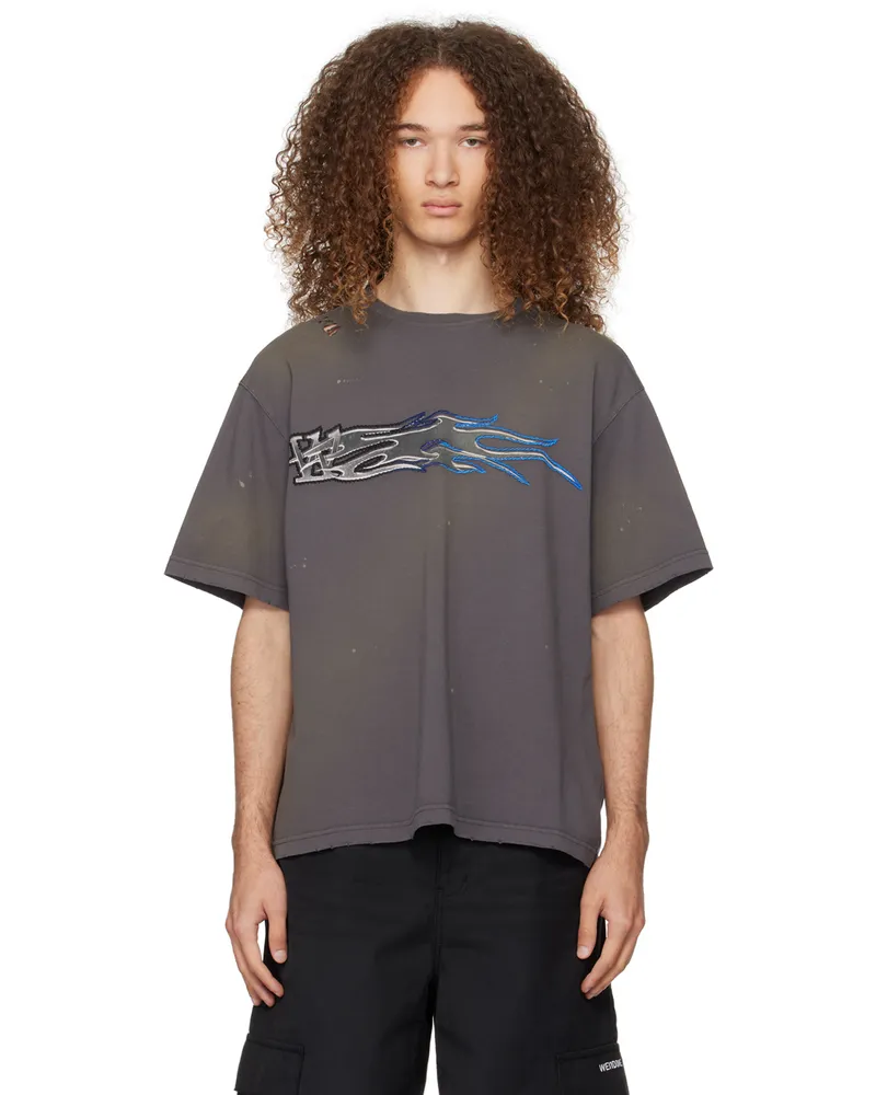 WE 11 DONE Gray Printed T-Shirt Charcoal