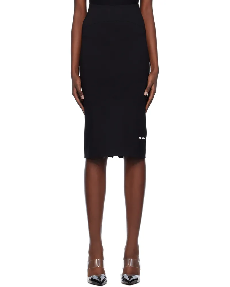 Alaïa Black Zip Midi Skirt 995