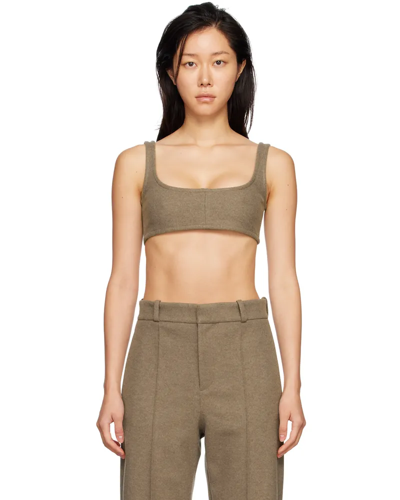 YUZEFI Taupe Scoop Tank Top Taupe
