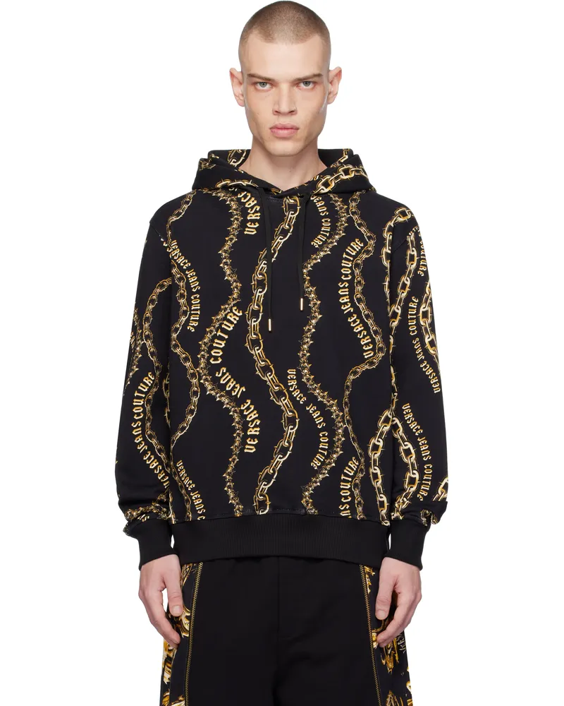 Versace Jeans Black Chain Couture Hoodie Eg89-black