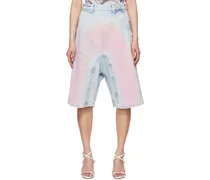 Blue & Pink Souffle Denim Shorts