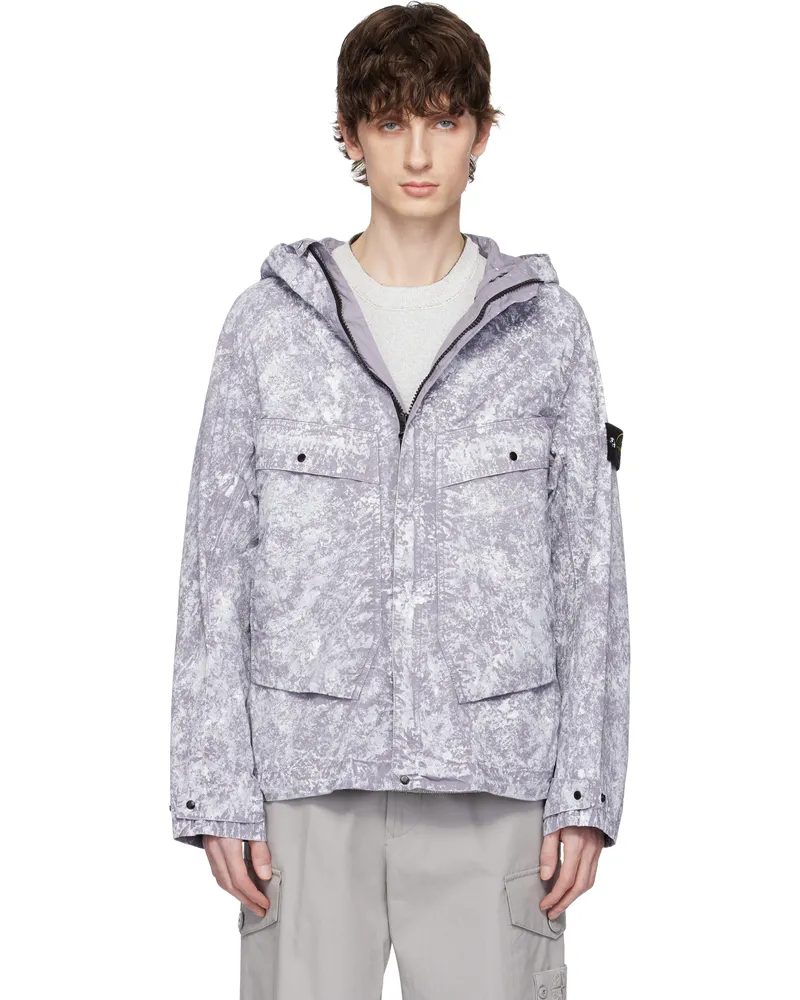 Stone Island White & Gray Tela Paracadute Stretch-TC Jacket V0061