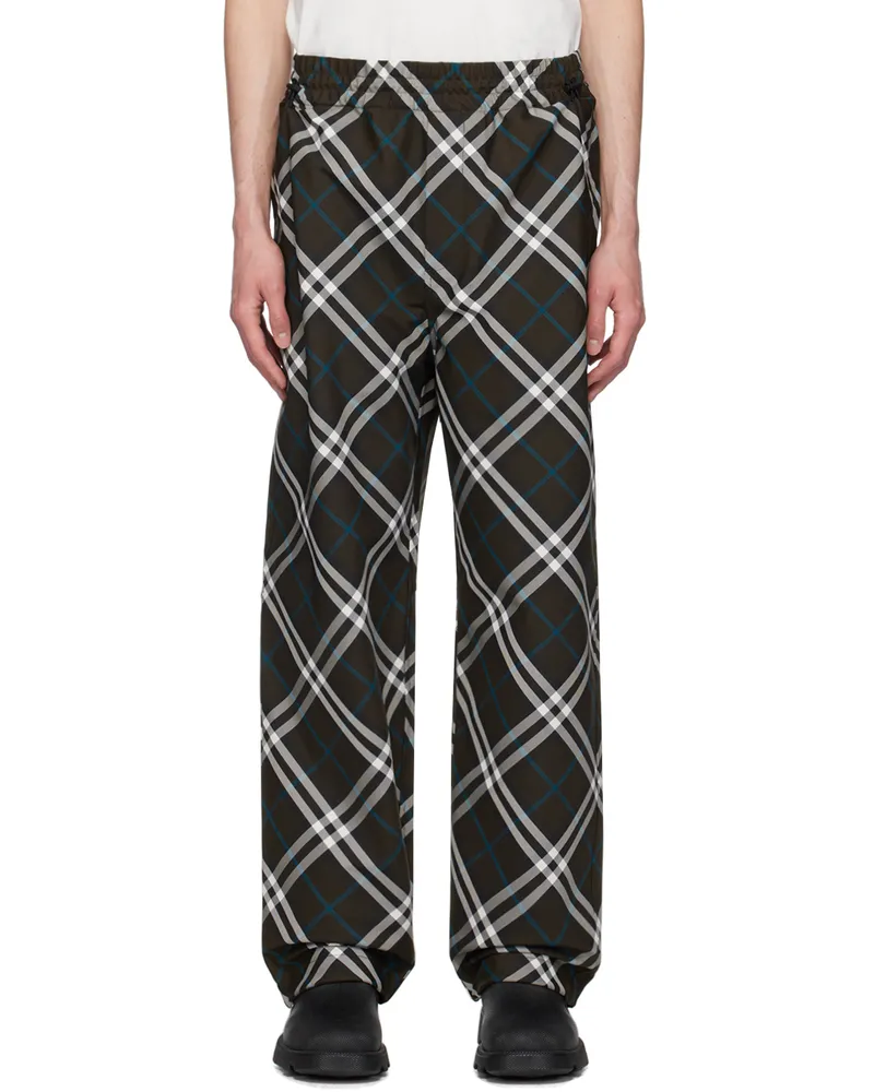 Burberry Khaki Check Track Pants Snug