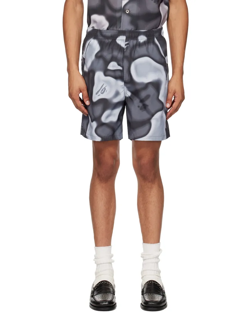 BAPE Black & Gray Liquid Camo One Point Swim Shorts Black