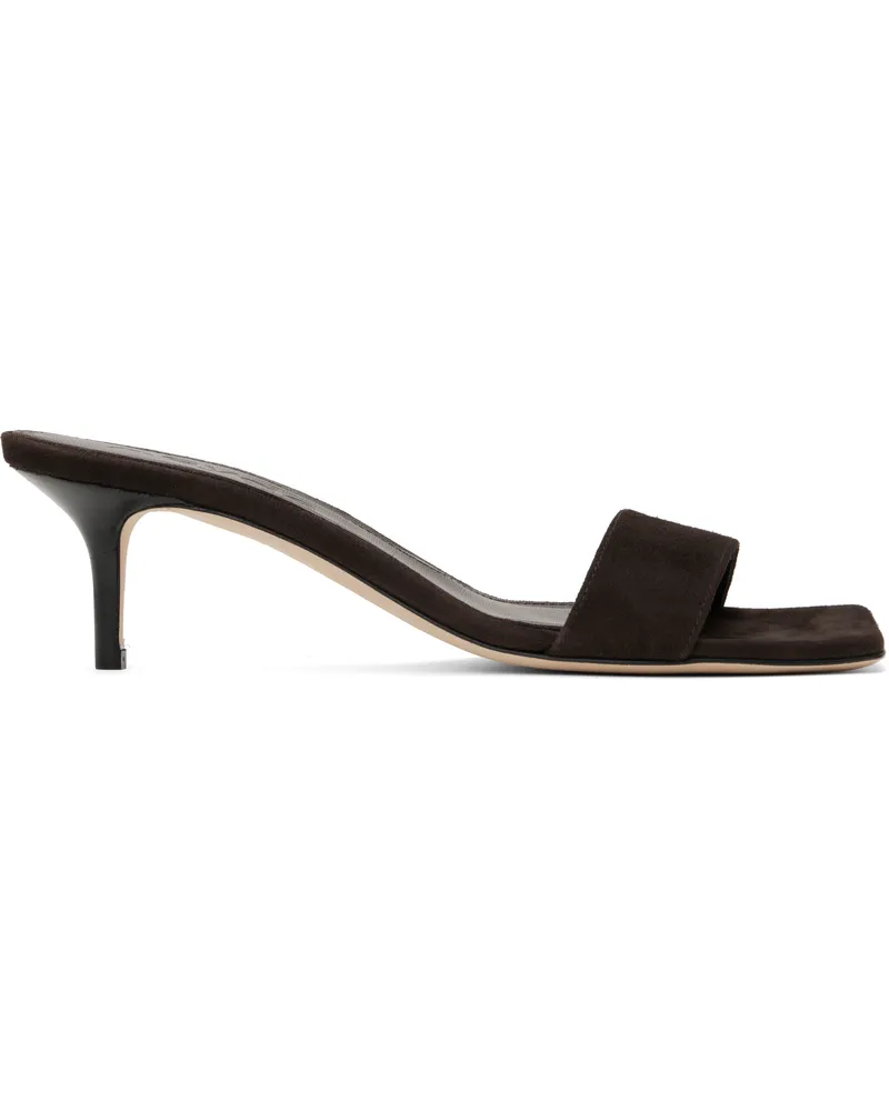 aeyde Brown Ilvy Kid Suede Leather Mules Moka