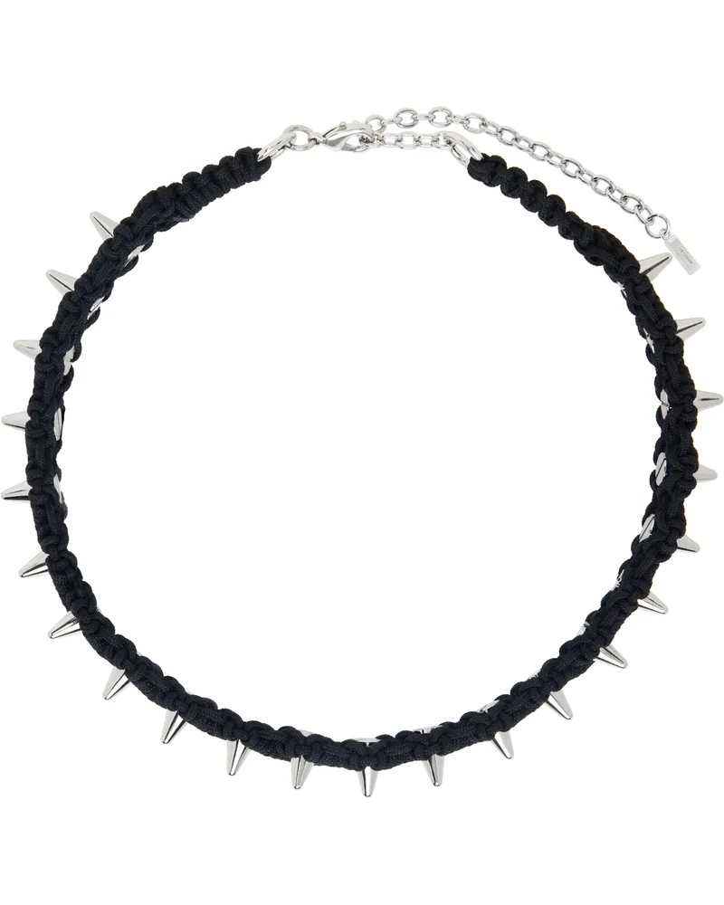 WE 11 DONE Black Handmade Studded Noeud Choker Black