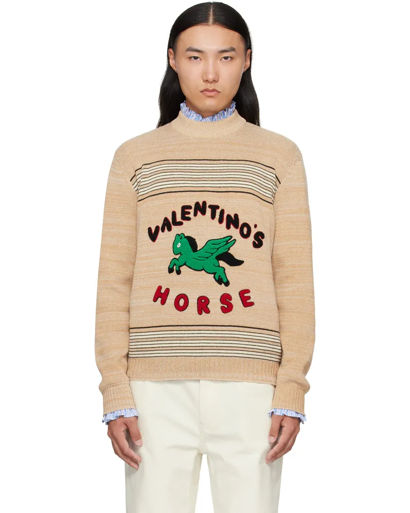 Valentino Garavani Beige 'Valentino's Horse' Sweater Dry