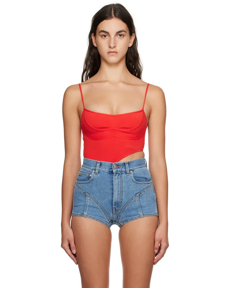 Thierry Mugler Red Cutout Bodysuit 3034