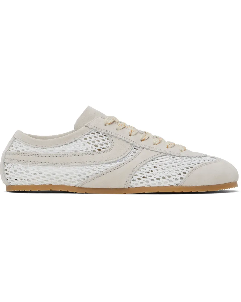 Dries van Noten White & Beige Suede Sneakers 001
