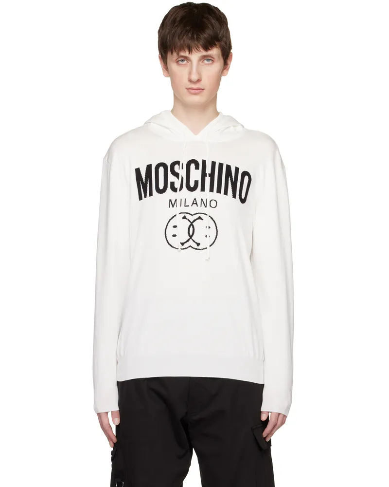 Moschino White Double Smiley Hoodie A3002