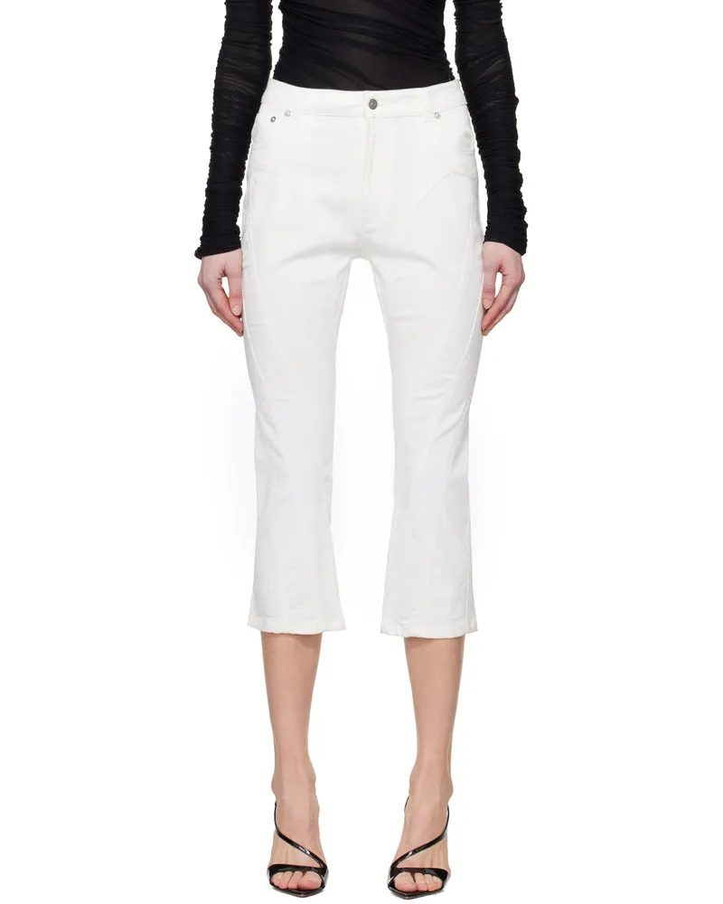 Thierry Mugler White Spiral Crop Jeans B1003