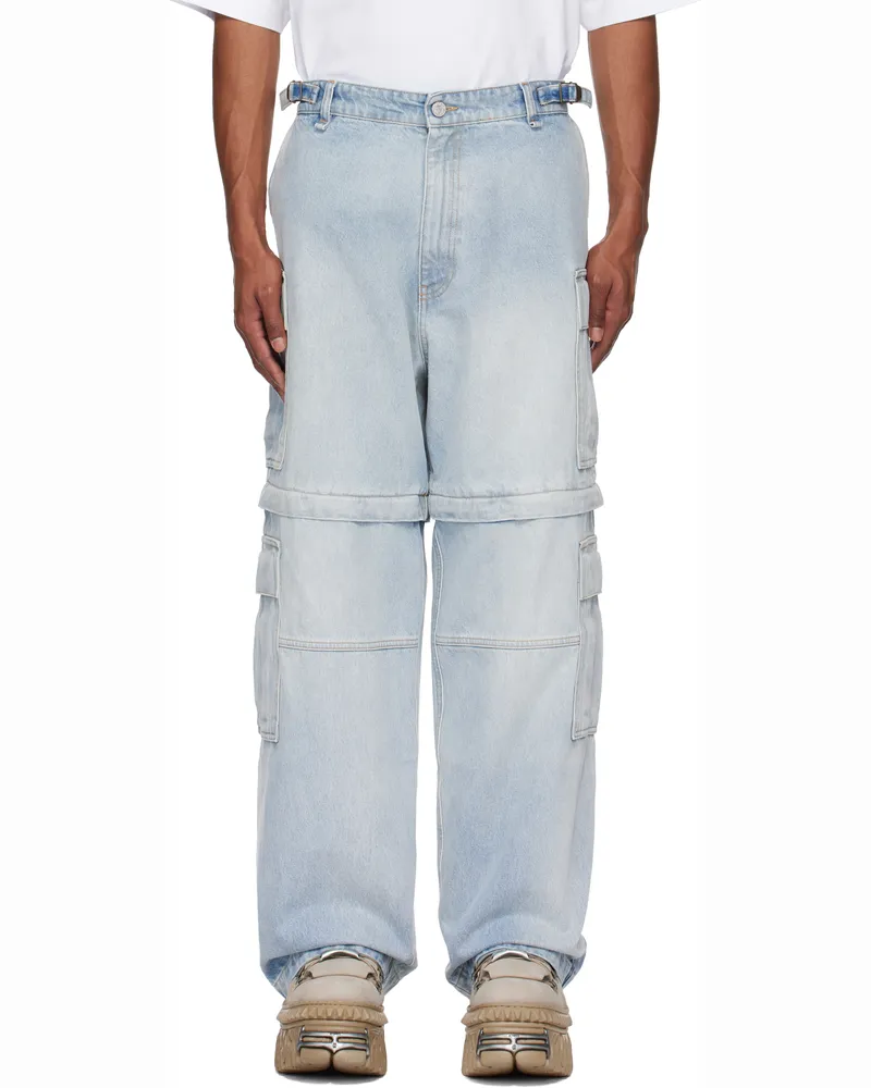 VETEMENTS Blue Convertible Denim Cargo Pants Light