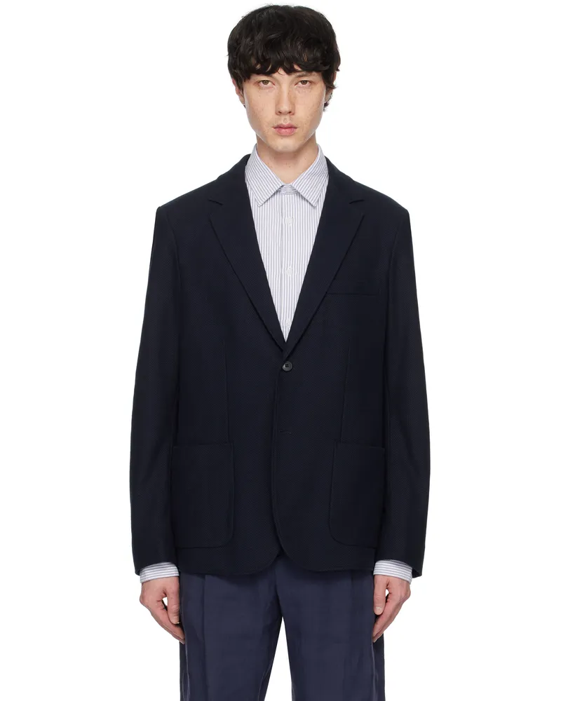 Sunspel Navy Piqué Unstructured Blazer Navy