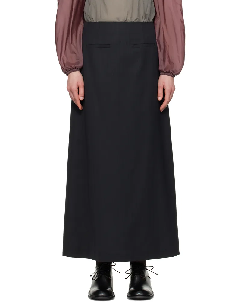 AMOMENTO Black Stripe Maxi Skirt Black