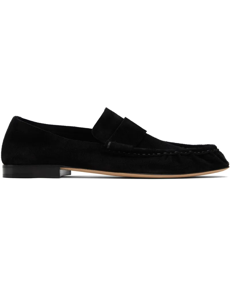 The Row Black Soft Suede Loafers Blk