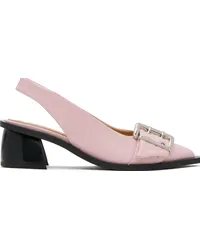 Ganni Pink Feminine Buckle Slingback Heels Chalk