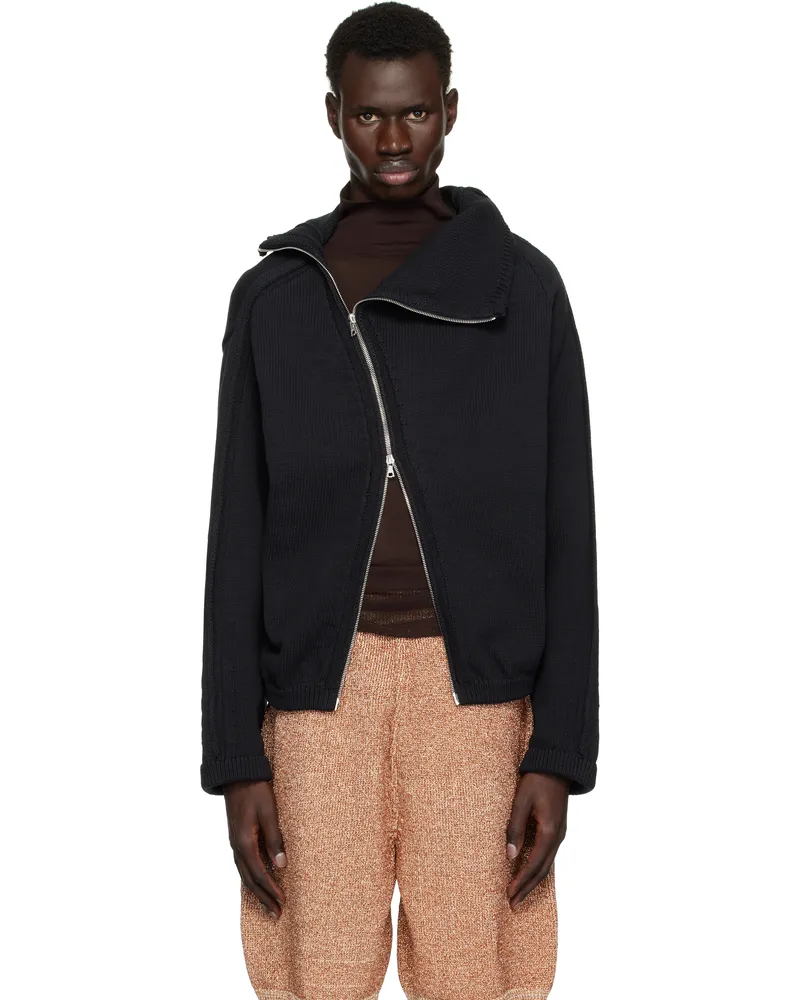 Dries van Noten Black Zip Cotton Sweater Black