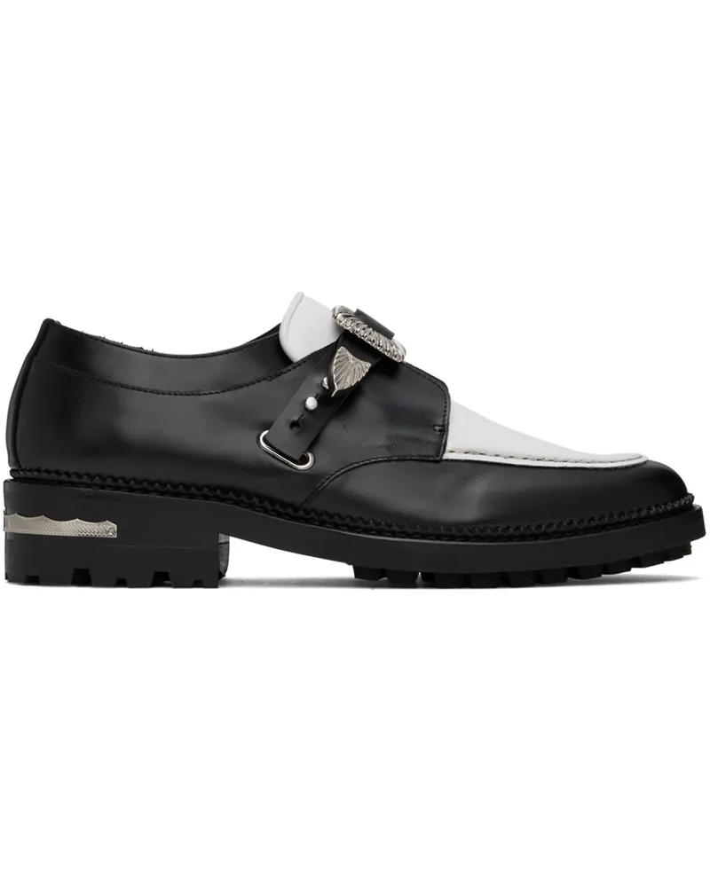 Toga SSENSE Exclusive Black & White Hard Leather Monkstraps Black