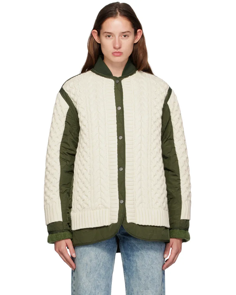 Rag & Bone Green & Off-White Winnie Jacket Natural